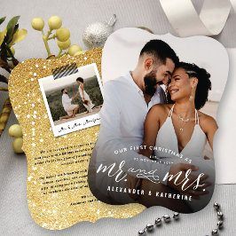 Cartes Pour Fêtes Annuelles Notre Premier Noël Comme M. Et Mme Mariage Photo