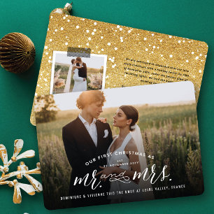 Cartes Pour Fêtes Annuelles Notre Premier Noël Comme M. Et Mme Mariage Photo