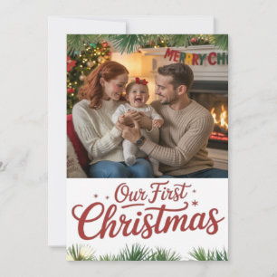 Cartes Pour Fêtes Annuelles Notre premier Noël en famille ensemble