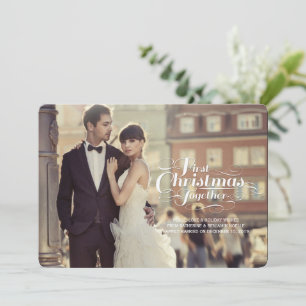 Cartes Pour Fêtes Annuelles Notre premier Noël ensemble photo de script blanc