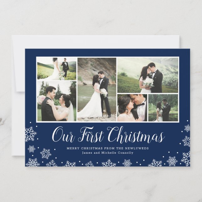 Cartes Pour Fêtes Annuelles Notre premier Noël Fête Multi Photo (Devant)