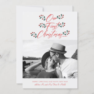 Cartes Pour Fêtes Annuelles Notre première photo de Noël Lettrée nouvelle main