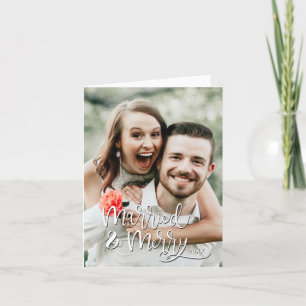 Cartes Pour Fêtes Annuelles Notre première photo de Noël Mariée et Joyeuse Mar