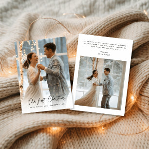 Cartes Pour Fêtes Annuelles Notre première photo de Noël Script de mariage hiv