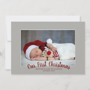 Cartes Pour Fêtes Annuelles Notre première photo de Noël simple et moderne