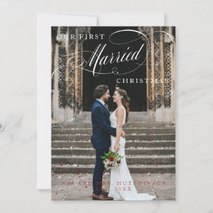 Cartes Pour Fêtes Annuelles Notre première photo de script de Noël marié