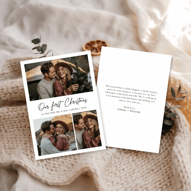 Cartes Pour Fêtes Annuelles Notre première photo Joyeuse moderne de Noël (Créateur téléchargé)