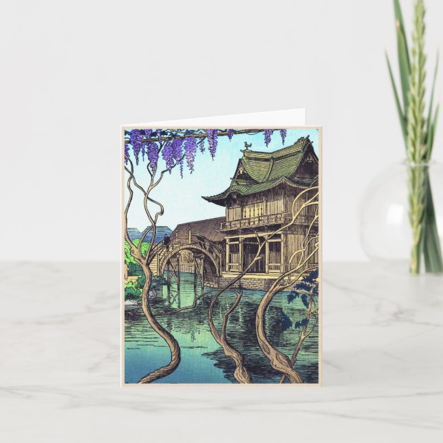 Cartes Pour Fêtes Annuelles Nouet Noel Kameido shin hanga paysage japonais (Devant)
