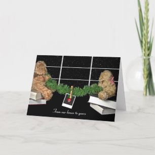 Cartes Pour Fêtes Annuelles Nounours de Noël dans la fenêtre