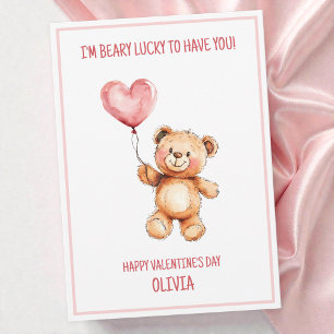 Cartes Pour Fêtes Annuelles Nounours Enfants Mignons Rose Saint Valentin Joyeu