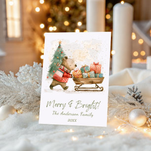 Cartes Pour Fêtes Annuelles Nounours mignon avec cadeaux Joyeux et lumineux Fa