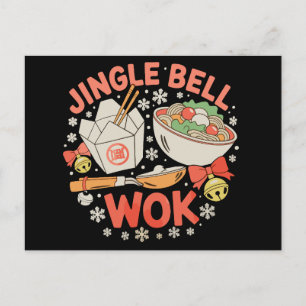 Cartes Pour Fêtes Annuelles Nourriture Chinoise Wok Jingle Bell Noël Xmas