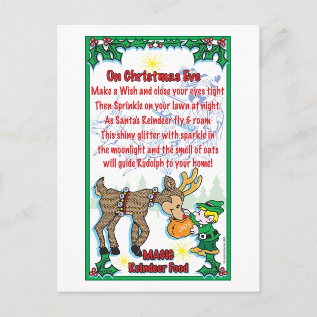 Cartes Pour Fêtes Annuelles Nourriture magique de Noël Reindeer (Devant)