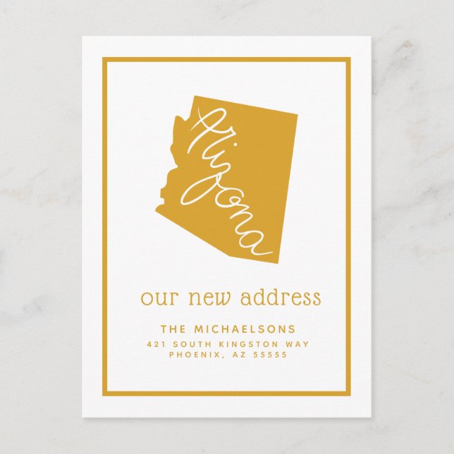 Cartes Pour Fêtes Annuelles Nous avons déménagé | Arizona Typographie (Devant)