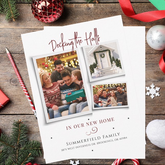 Cartes Pour Fêtes Annuelles Nous avons déménagé Famille Photo Collage Déménage (We've Moved Family Photo Collage Moving Christmas Holiday Card)