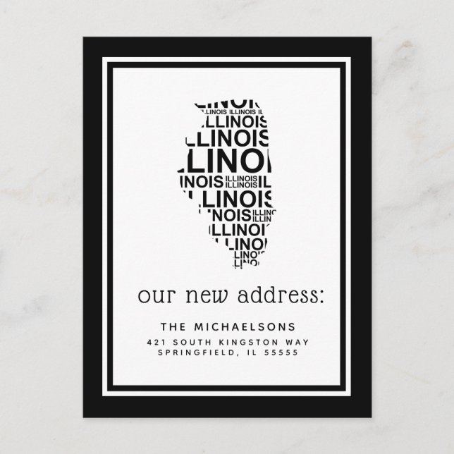 Cartes Pour Fêtes Annuelles Nous avons déménagé | Typographie de l'Illinois (Devant)