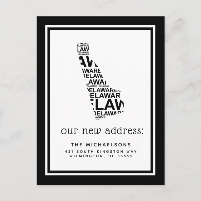 Cartes Pour Fêtes Annuelles Nous avons déménagé | Typographie du Delaware (Devant)