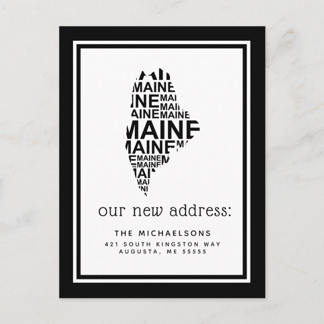 Cartes Pour Fêtes Annuelles Nous avons déménagé | Typographie du Maine (Devant)
