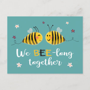 Cartes Pour Fêtes Annuelles Nous BEE long avec les abeilles et les fleurs Vale