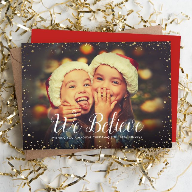 Cartes Pour Fêtes Annuelles Nous croyons | Parties scintillant Glitz Faux supe (Créateur téléchargé)