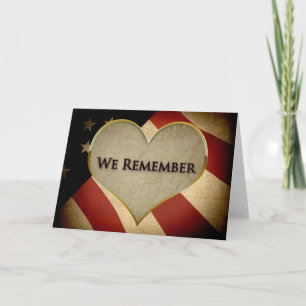CARTES POUR FÊTES ANNUELLES NOUS NOUS RAPPELONS - COEUR ET DRAPEAU AMÉRICAIN