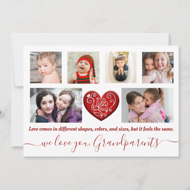 Cartes Pour Fêtes Annuelles Nous Vous Aimons, Grand-Parents| Six Photos Aimer (Devant)