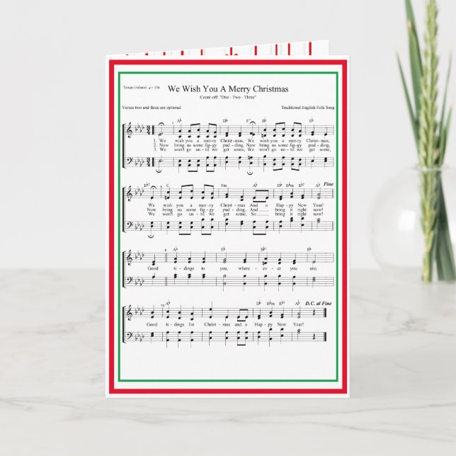 Cartes Pour Fêtes Annuelles Nous Vous Souhaitons Un Joyeux Noël Partition Musi (Devant)