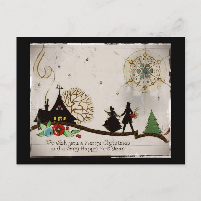Cartes Pour Fêtes Annuelles Nous vous souhaitons une joyeuse Silhouette de Noë (Devant)