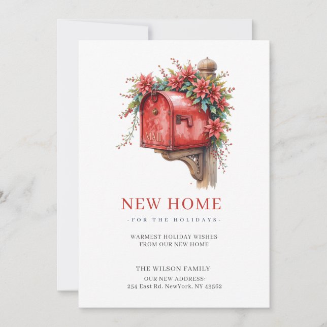 Cartes Pour Fêtes Annuelles Nouveau Accueil Courrier de Noël Nouvelle adresse  (Devant)