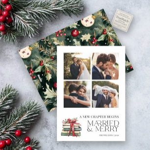 Cartes Pour Fêtes Annuelles Nouveau Chapitre Marié & Joyeux Nouveau Bow 4 Phot