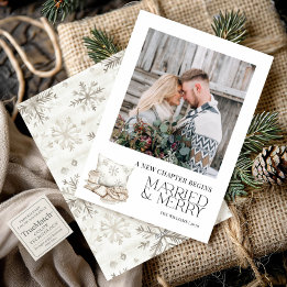 Cartes Pour Fêtes Annuelles Nouveau chapitre Marié Merry Neutre Flocon de neig