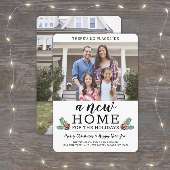 Cartes Pour Fêtes Annuelles Nouveau domicile Noël Adresse Changer Moderne 2 Ph (Créateur téléchargé)