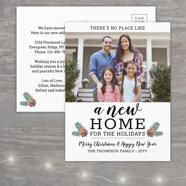 Cartes Pour Fêtes Annuelles Nouveau domicile Noël Adresse Changer une photo mo (Créateur téléchargé)