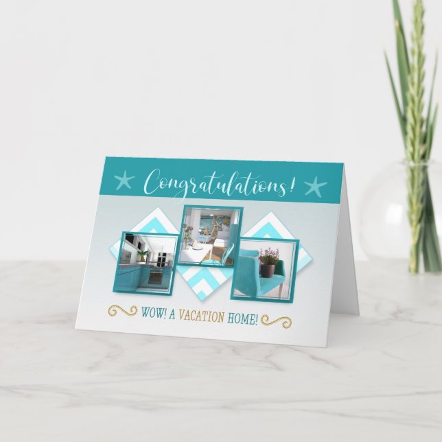 Cartes Pour Fêtes Annuelles Nouveau thème de plage de félicitations de maison (Devant)