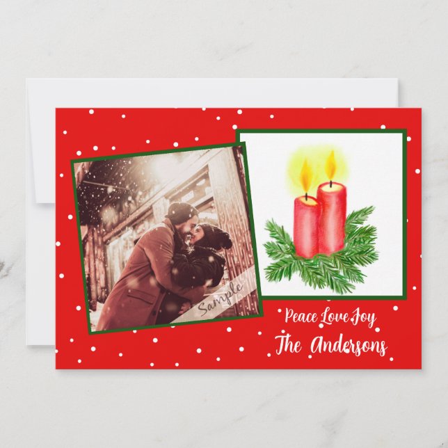 Cartes Pour Fêtes Annuelles Nouveaux mariés, notre premier Noël + photo (Devant)