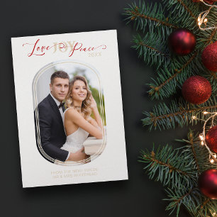 Cartes Pour Fêtes Annuelles Nouveaux mariés Premier Noël moderne cadre ovale p