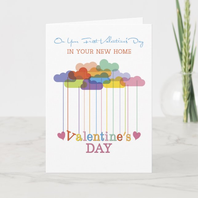Cartes Pour Fêtes Annuelles Nouveaux nuages et coeurs à la maison (Devant)