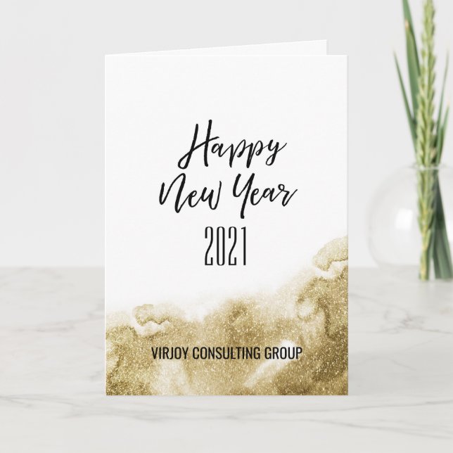 Cartes Pour Fêtes Annuelles Nouvel An 2021 | Entreprise Abstrait or (Devant)