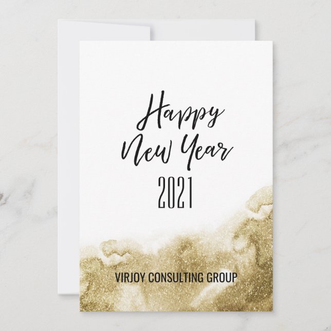 Cartes Pour Fêtes Annuelles Nouvel An 2021 | Entreprise Abstrait or (Devant)