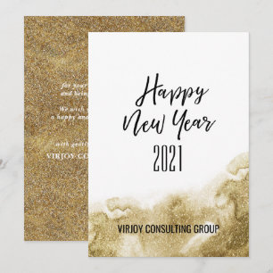 Cartes Pour Fêtes Annuelles Nouvel An 2021   Entreprise Abstrait or