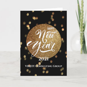 Cartes Pour Fêtes Annuelles Nouvel An 2021   Entreprise Gold Confetti