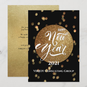 Cartes Pour Fêtes Annuelles Nouvel An 2021 Entreprise Gold Confetti