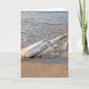 Cartes Pour Fêtes Annuelles Nouvel An 2025 Message dans une bouteille