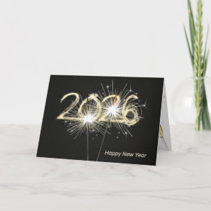 Cartes Pour Fêtes Annuelles Nouvel an 2025 Sparklers sur Noir