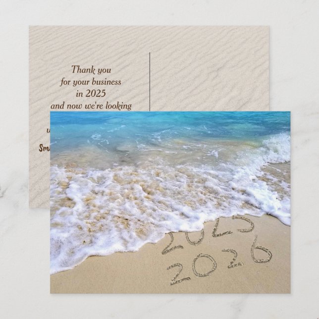 Cartes Pour Fêtes Annuelles Nouvel An 2026 Plage Du Business (Devant / Derrière)