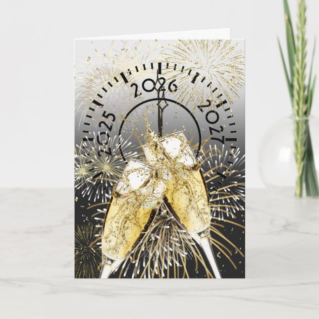 Cartes Pour Fêtes Annuelles Nouvel An 2026 Toast de Champagne (Devant)