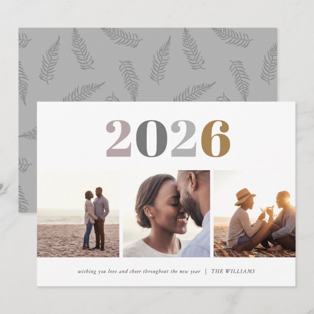 Cartes Pour Fêtes Annuelles Nouvel An | 3 Photo (Devant / Derrière)