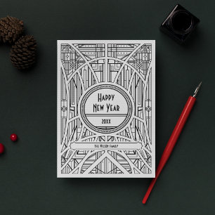 Cartes Pour Fêtes Annuelles Nouvel An art déco élégant