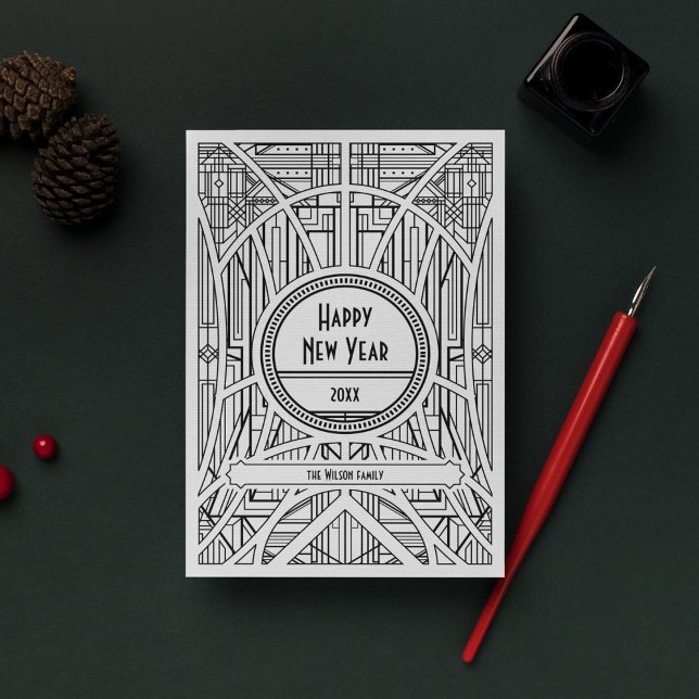 Cartes Pour Fêtes Annuelles Nouvel An art déco élégant (Créateur téléchargé)
