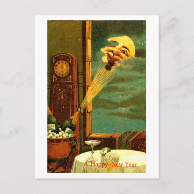 Cartes Pour Fêtes Annuelles Nouvel An Champagne 1908 (Devant)